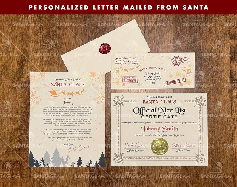 2023 Official Letter Mailed From Santa Certificate From - Etsy | Etsy (US)