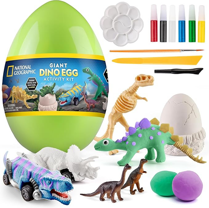 NATIONAL GEOGRAPHIC Giant Dinosaur Egg Activity Kit – 15+ Dino Activities including Pull-Back C... | Amazon (US)