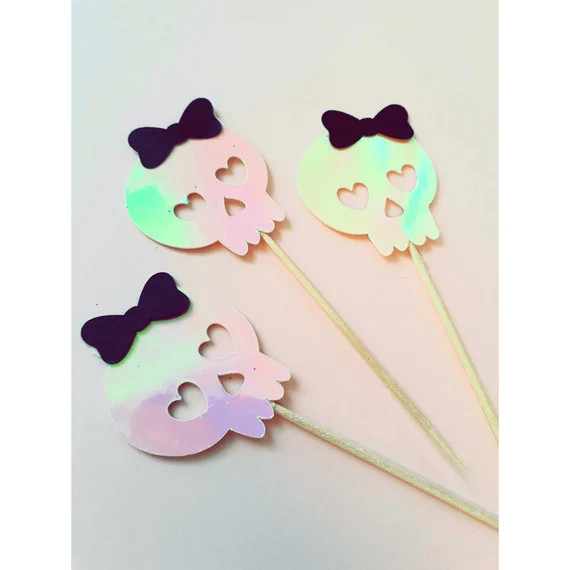 Pink Halloween. Pastel Halloween. Skull Cupcake Toppers. | Etsy | Etsy (US)