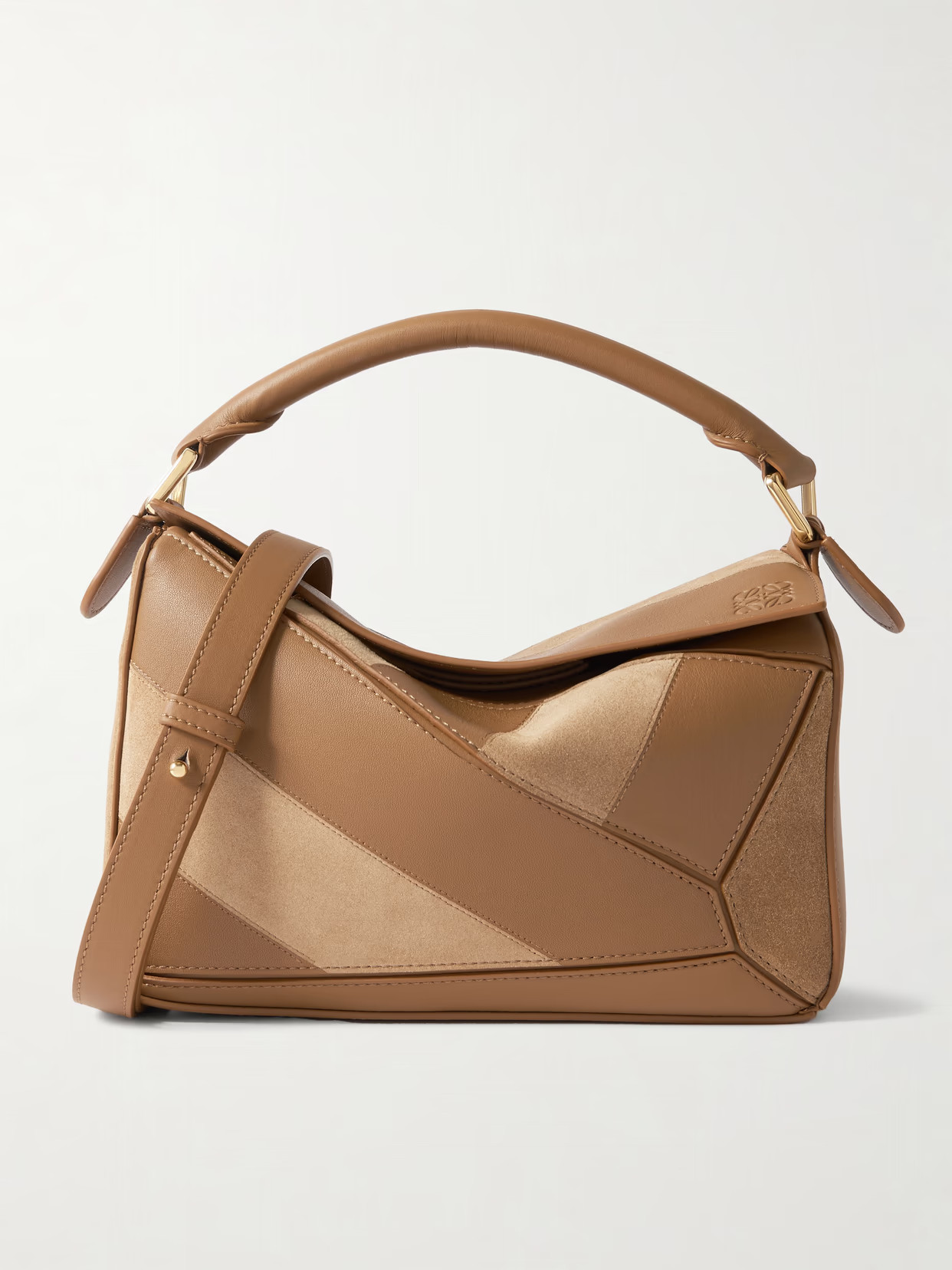 LOEWE - Puzzle Small Leather And Suede Shoulder Bag - Brown | NET-A-PORTER (US)
