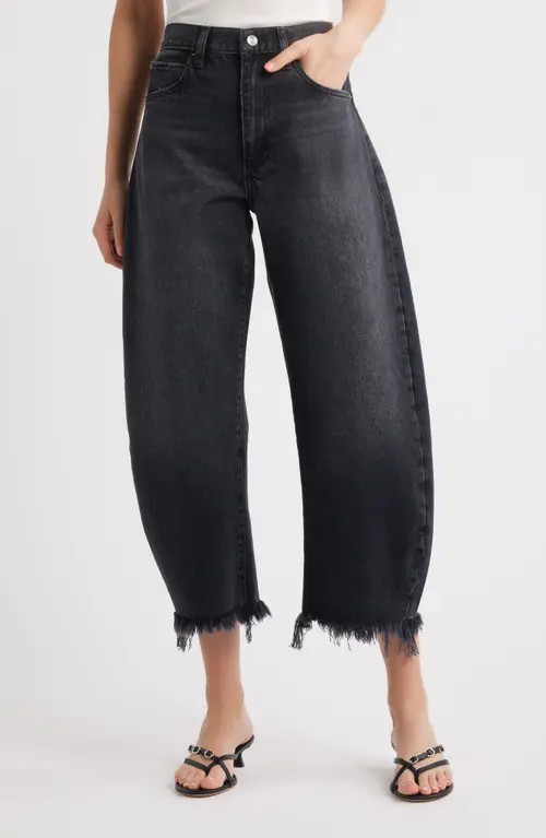 FRAME The Bubble Raw Hem Crop Baggy Jeans in Limitless Raw Fray at Nordstrom, Size 28 | Nordstrom
