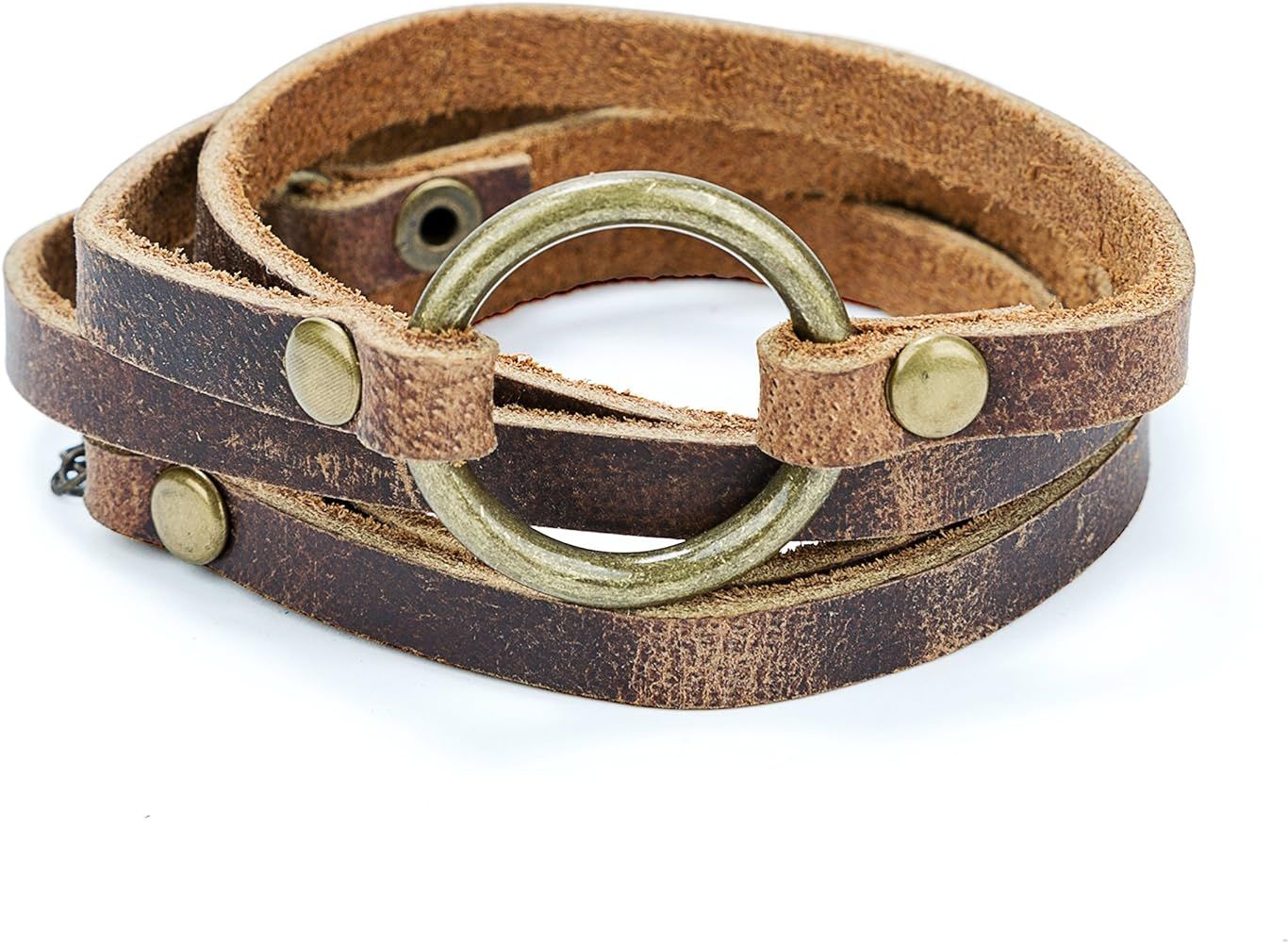 Handmade 5 Wrap Leather Circle Bracelet for Women | Amazon (US)