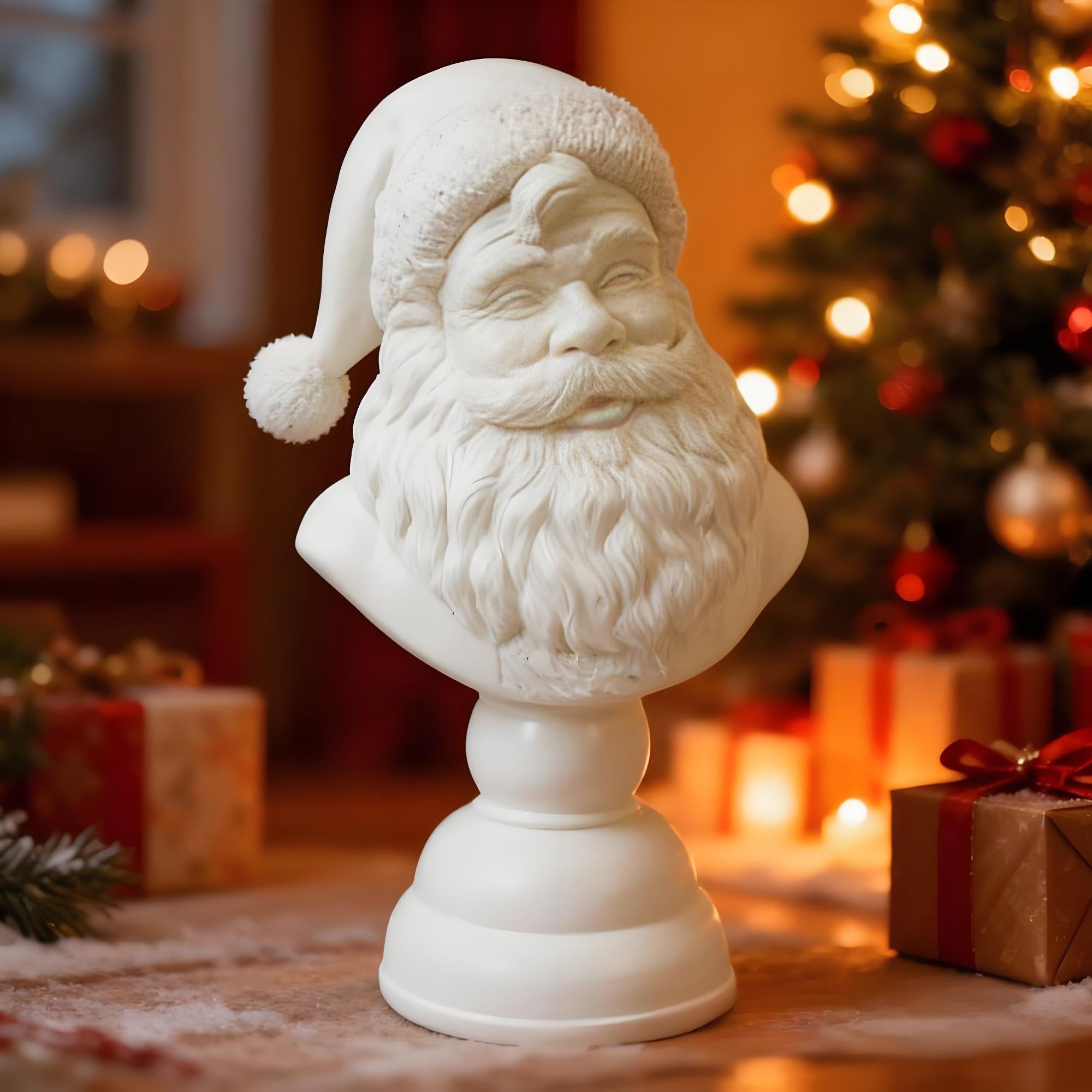 Santa Bust Christmas Tabletop Decoration, 6 Inch Resin White Santa Claus Head Statue for DIY Craf... | Amazon (US)