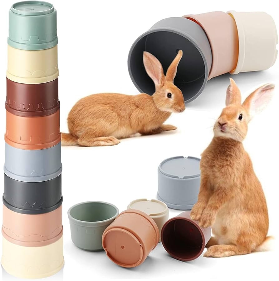 Iffitya 8 Pcs Stacking Cups for Rabbits, Colorful Bunny Toys for Rabbits and Small Animals, Nesti... | Amazon (US)