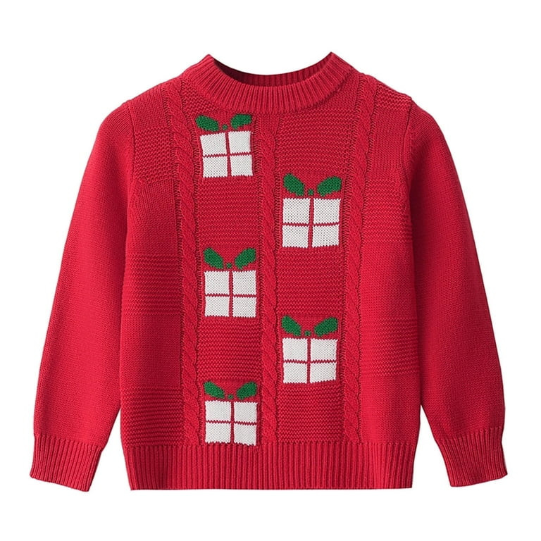 Actgleam Girls Christmas Sweaters Boys Holiday Pullover Long Sleeve Knit Sweater Jumper Tops,Red,... | Walmart (US)