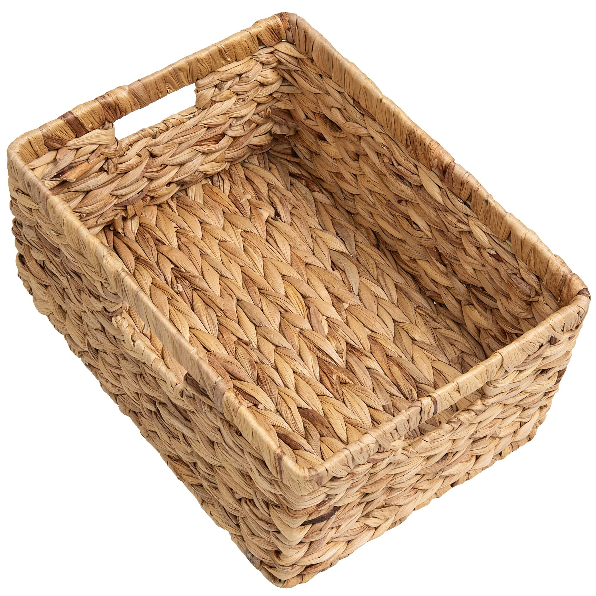 StorageWorks Large Rectangular Wicker Basket, Water Hyacinth Storage Basket with Built-in Handles... | Amazon (US)