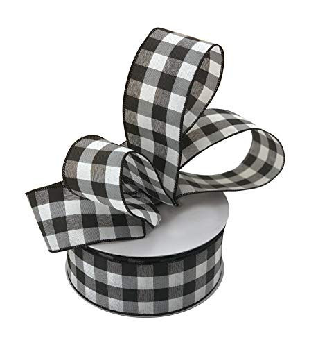 Buffalo Check Black White Ribbon - 2 1/2" x 50 Yards, Wired Edge, Plaid Christmas Ribbon, Wreath, Farmhouse Decor, Garland, Presents, Gift Basket, Wrapping, Ribbons for Crafts | Amazon (US)