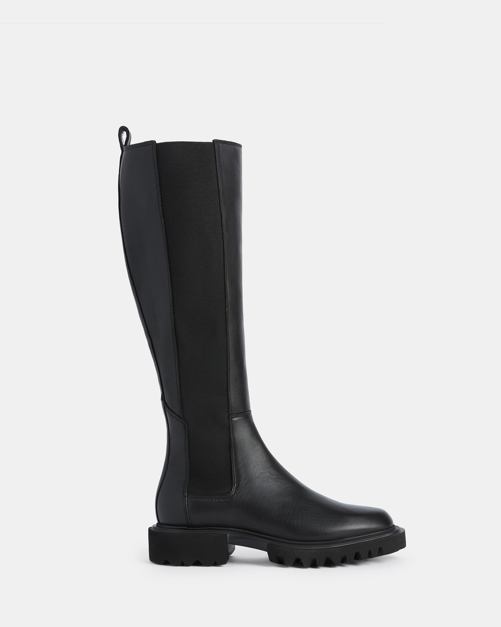 Maeve Knee High Slip On Leather Boots Black | ALLSAINTS US | AllSaints US