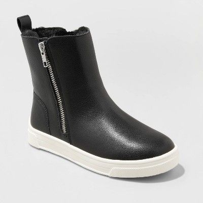 Girls' Nikita Slip-On Zipper Booties - Cat & Jack™ Black | Target