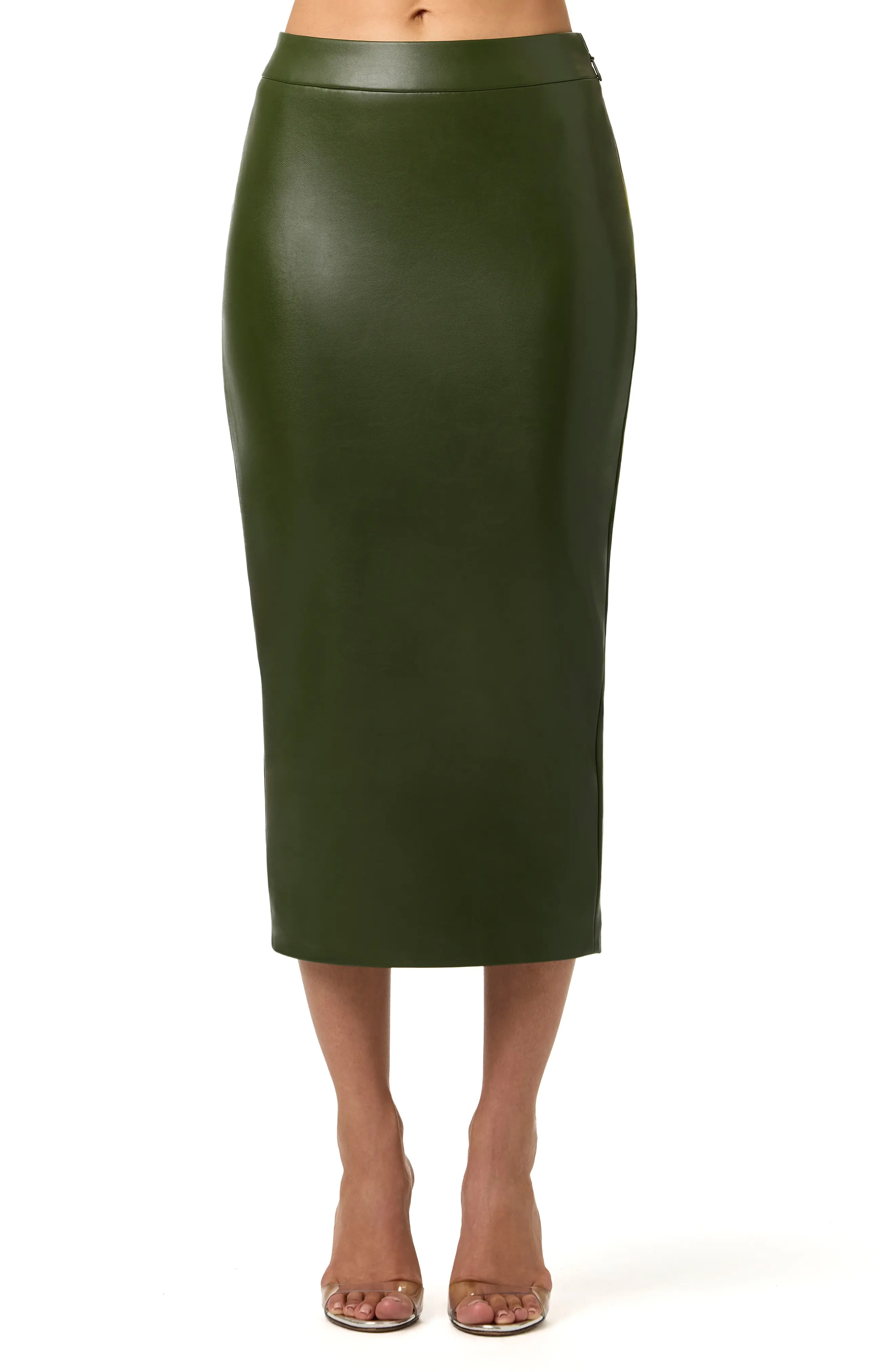Naked Wardrobe Faux Leather Pencil Midi Skirt (Women) | Nordstrom | Nordstrom