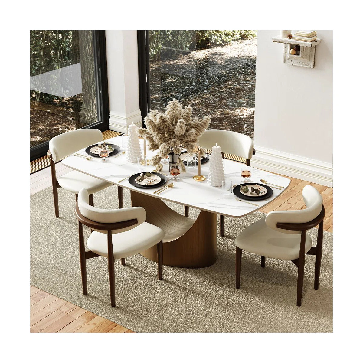 Modern 5/7 Pieces Dining Room Sets, Pre-Assembly Rectangular Dining Table Sets, Sintered Stone Ta... | Wayfair North America