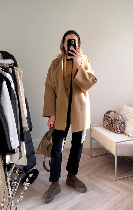 Todays shopping outfit, can’t get enough of my Toteme scarf coat! Alternative linked below #camelcoat #toteme #shoppingoutfit 

#LTKFind #LTKSeasonal #LTKitbag