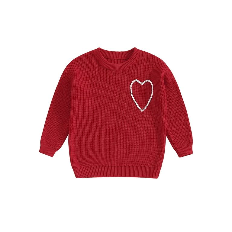Infant Baby Boy Girl Pullover Sweater Valentine’s Day Heart Embroidery Knit Jumper Tops | Walmart (US)