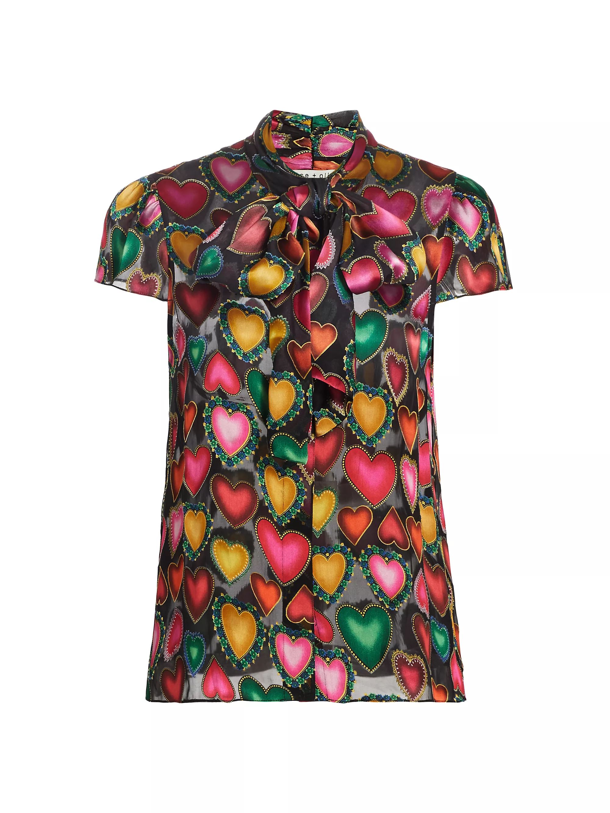 Jeannie Heart Print Bow Shirt | Saks Fifth Avenue