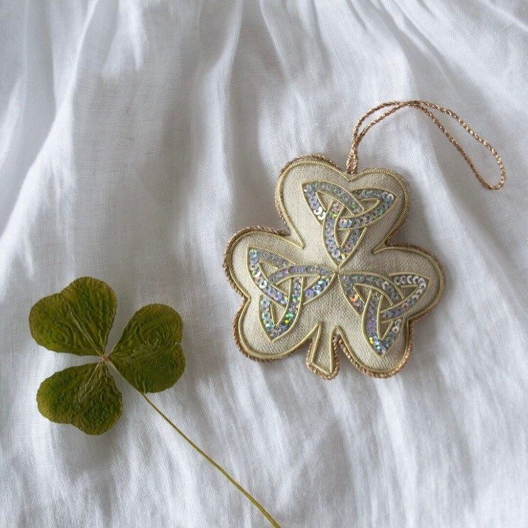 Traditional Shamrock Christmas Tree Decoration in Deadstock Irish Linen | Etsy (US)
