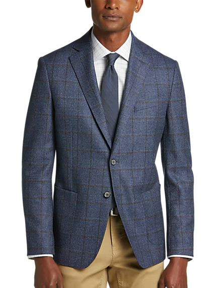 Joseph Abboud Modern Fit Sport Coat, Blue Windowpane Plaid | The Men's Wearhouse