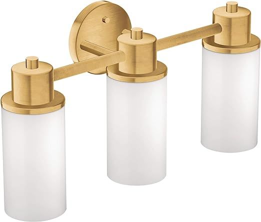 Moen DN0763BG 3-Light Dual-Mount Bath Bathroom Vanity Fixture with Frosted Glass, Brushed Gold | Amazon (US)