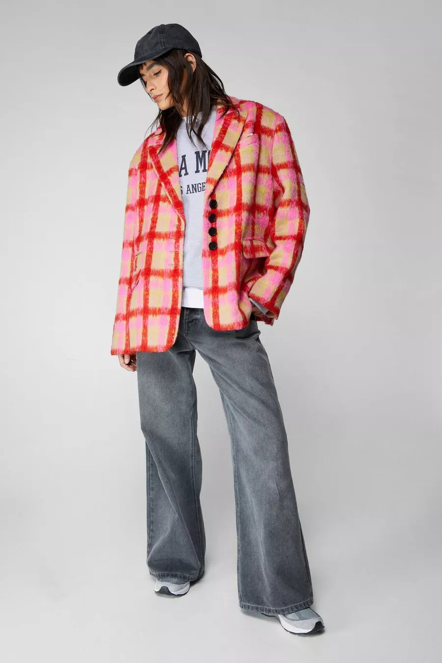 Premium Neon Check Tailored Blazer Coat | Nasty Gal US