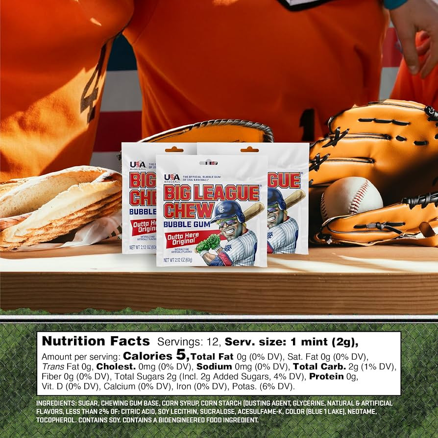 Amazon.com : Big League Chew Original Bubble Gum 3-Pack - 2.12oz Packets - Original Baseball Gum ... | Amazon (US)