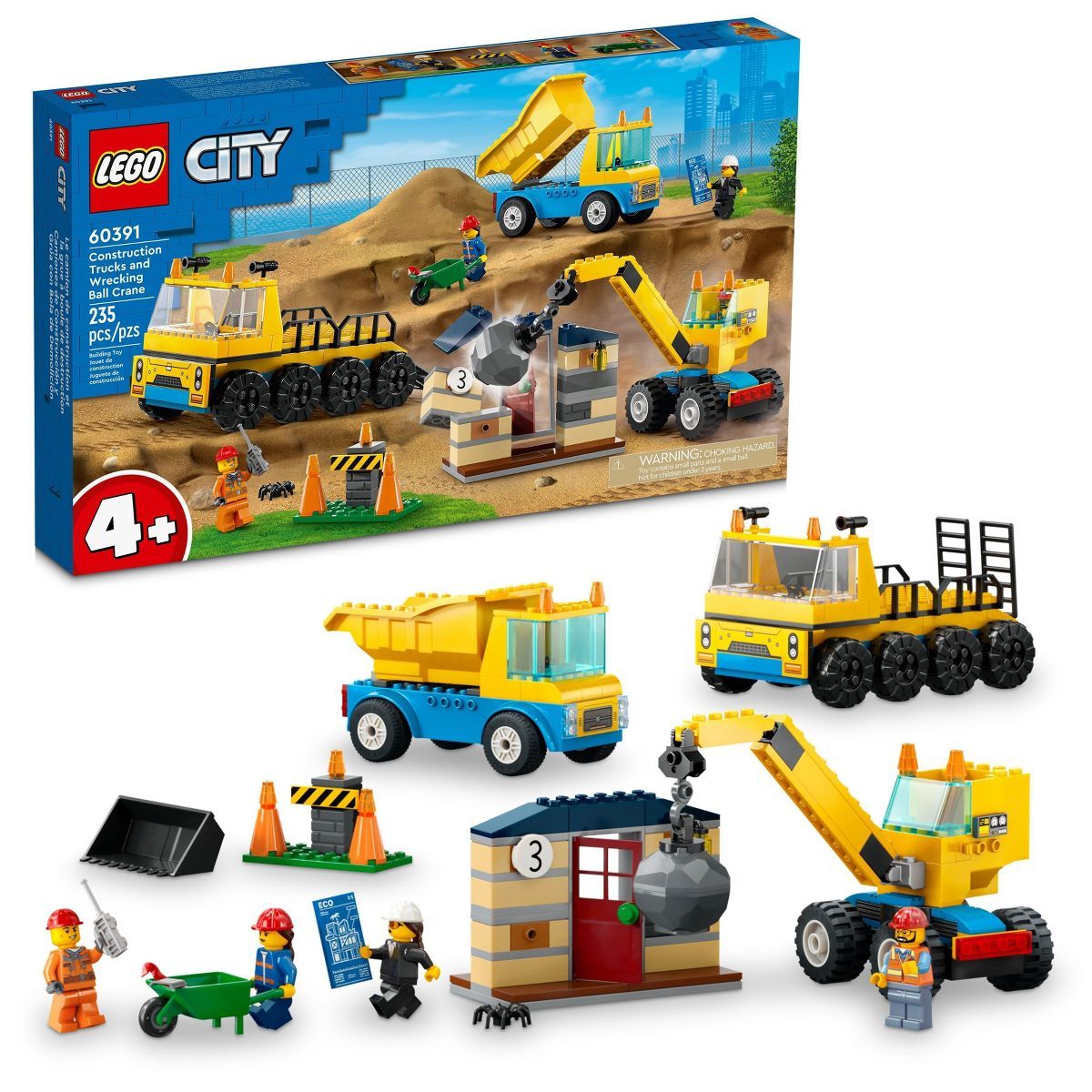 LEGO City Construction Trucks and Wrecking Ball Crane Building Toy Set 60391 | Target