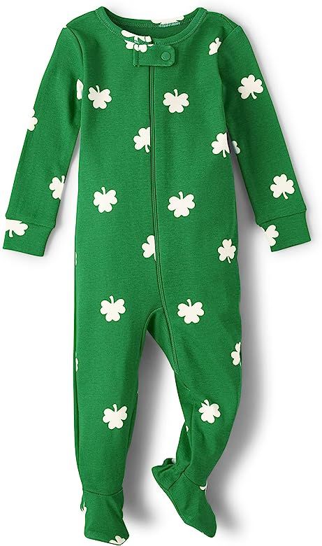 The Children's Place Boys' and Toddler Long Sleeve 100% Cotton Zip-Front One Piece Footed Pajama | Amazon (US)