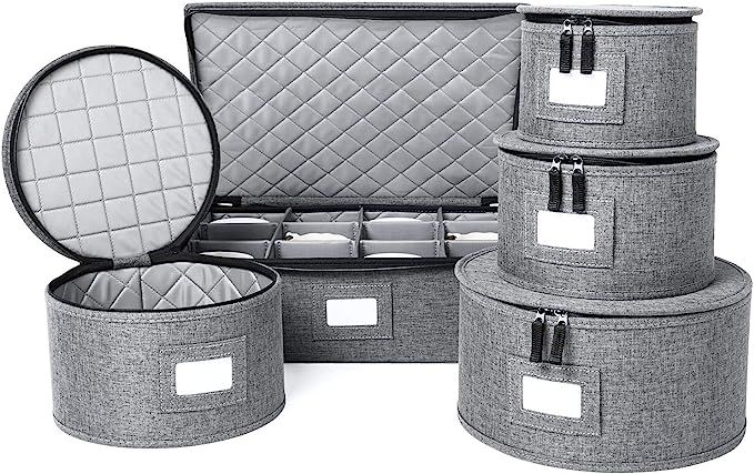 China Storage Set, Hard Shell and Stackable, for Dinnerware Storage and Transport, Protects Dishe... | Amazon (US)