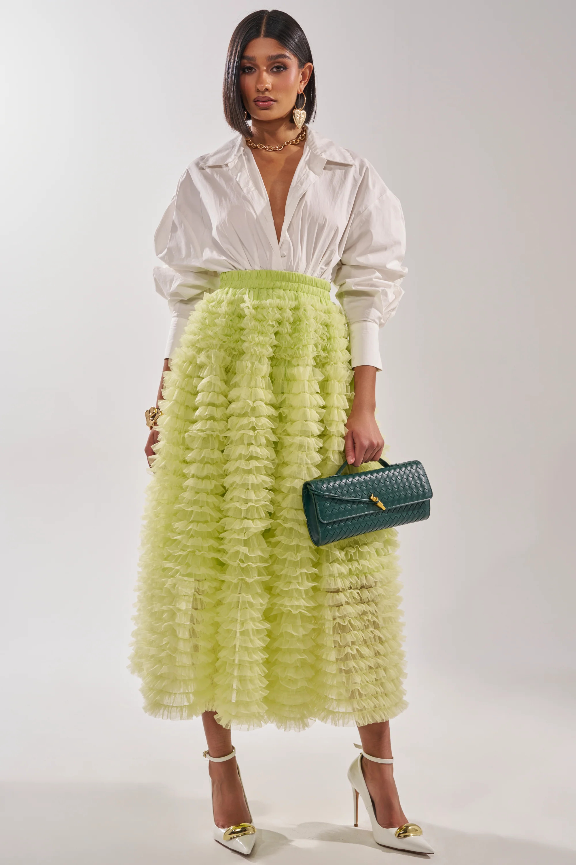 LOVE THE DRAMA MESH MAXI SKIRT | AKIRA