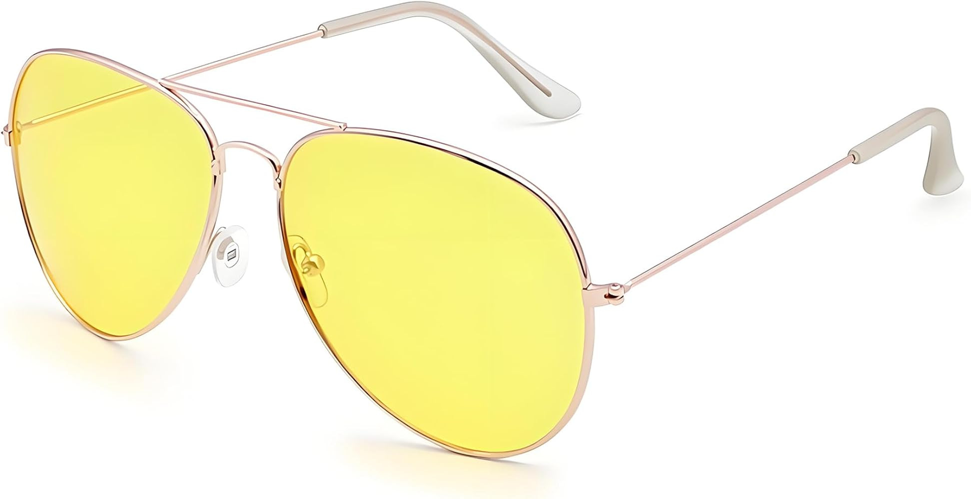Unisex Pilot Yellow lens Sunglasses, Trendy UV400 Protection Metal Oval Sunglasses, Retro Driving... | Amazon (UK)
