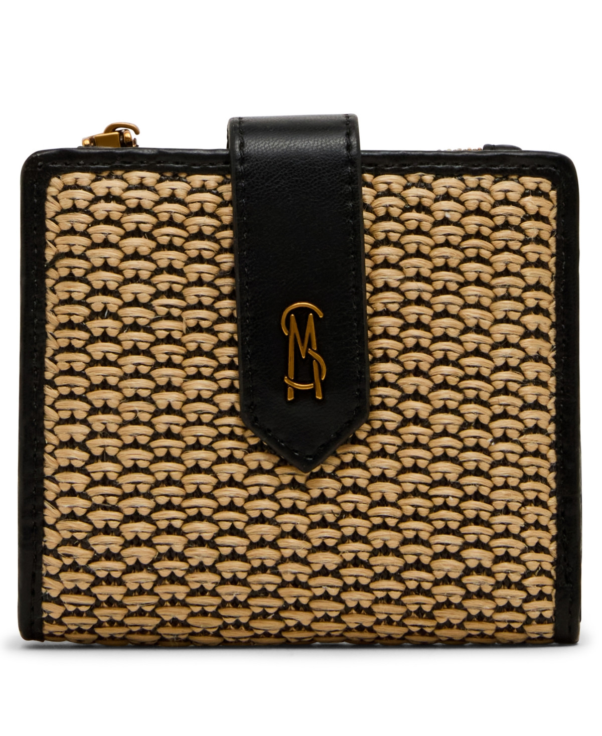 Steve Madden Bjem-s Raffia Bifold Mini Cardcase - Black Natural | Macy's