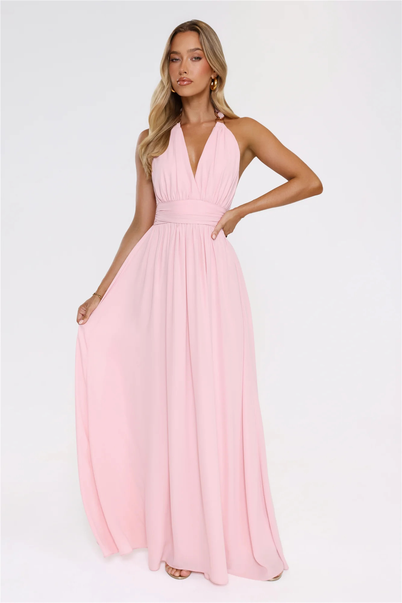 Eternal Coastline Halter Maxi Dress Pink | Hello Molly (US)