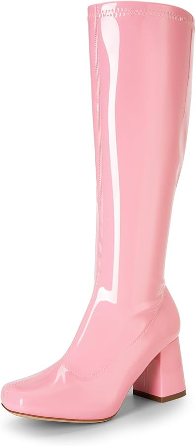 DREAM PAIRS Women's Gogo Boots, Square Toe Chunky Knee High Boots For Women | Amazon (US)