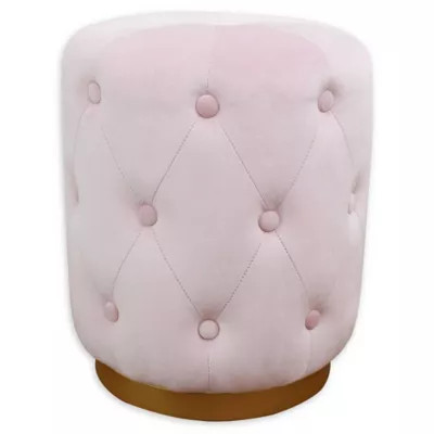 TOV Furniture Velvet Upholstered Skylar Ottoman in Blush | Bed Bath & Beyond