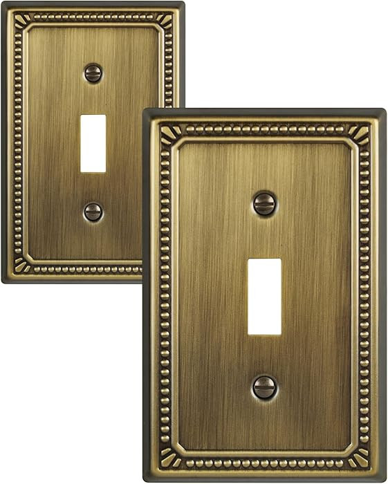 Metal Wall Plates, Switch Plates and Outlet Covers, Decorative Pearl Design (1 Toggle 2PK, Antiqu... | Amazon (US)