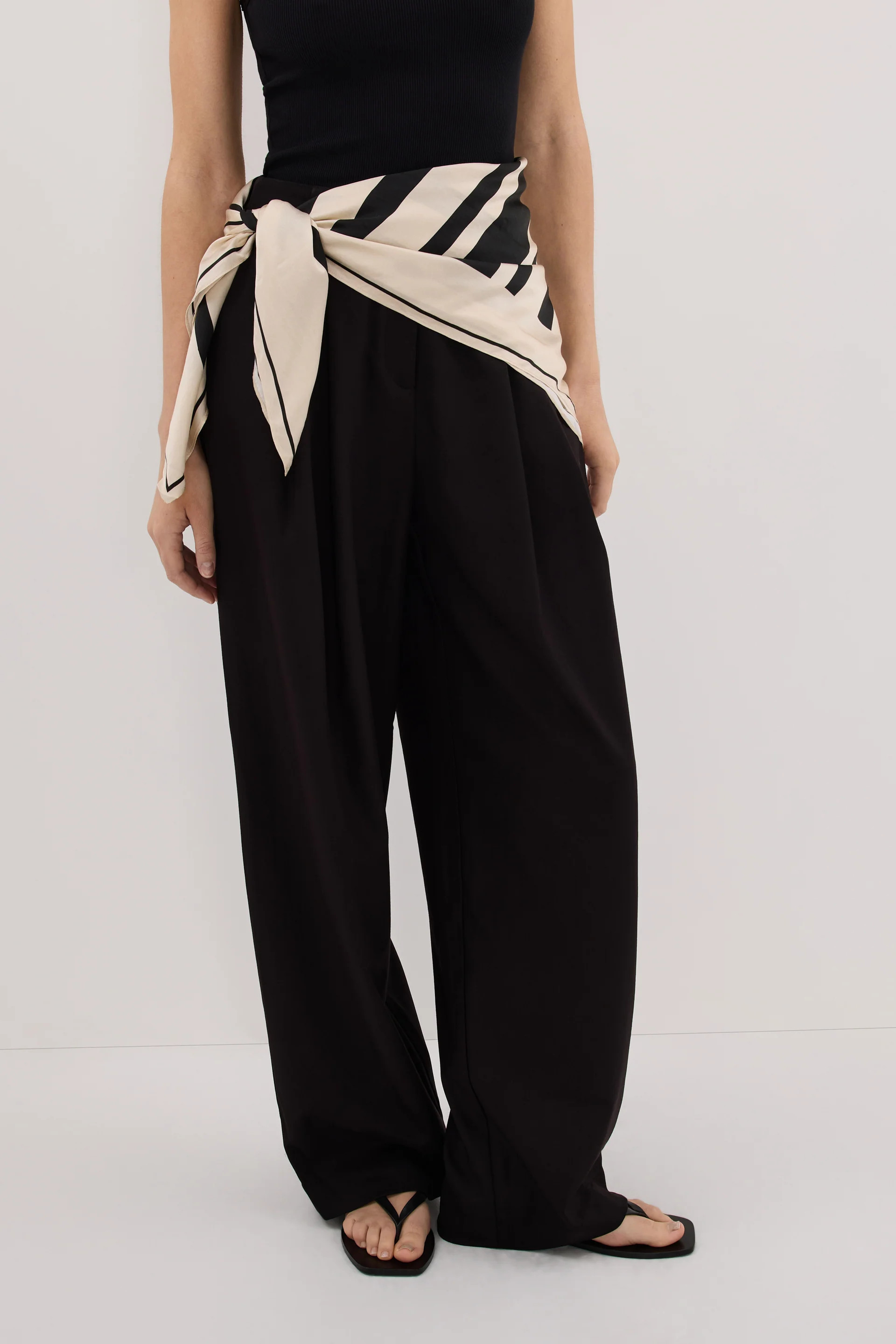 RAE BLACK STRIPE SILK SCARF | DISSH