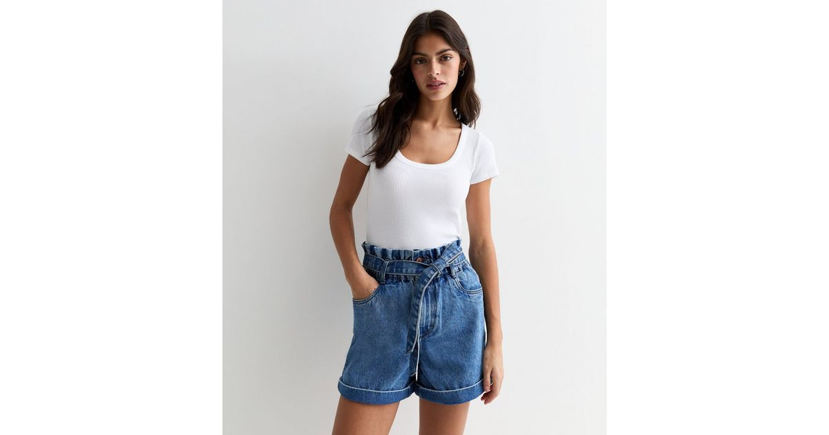 Blue Denim Paperbag Shorts | New Look | New Look (UK)