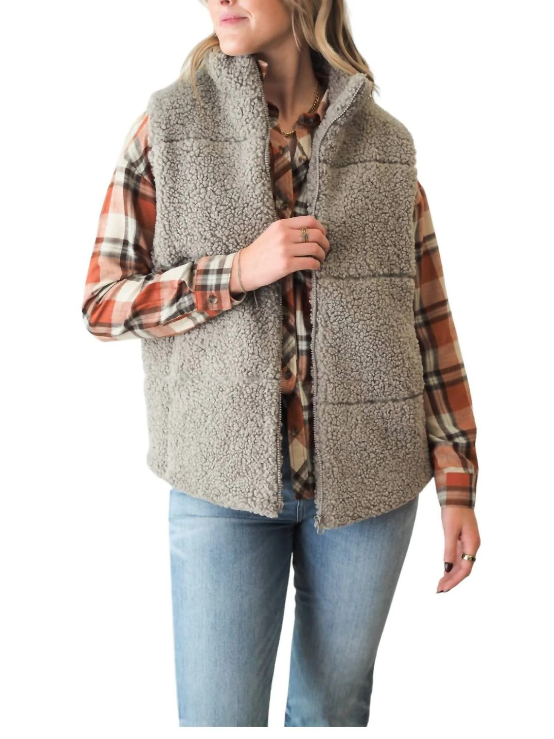 Darcy Green Sherpa Vest In Loden Green | Shop Simon