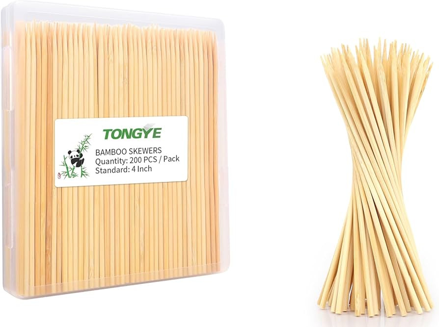 [200 PCS] 4 inch Bamboo Skewers, Premium Wooden Skewers without Splinters, Skewers for Appetizer,... | Amazon (US)