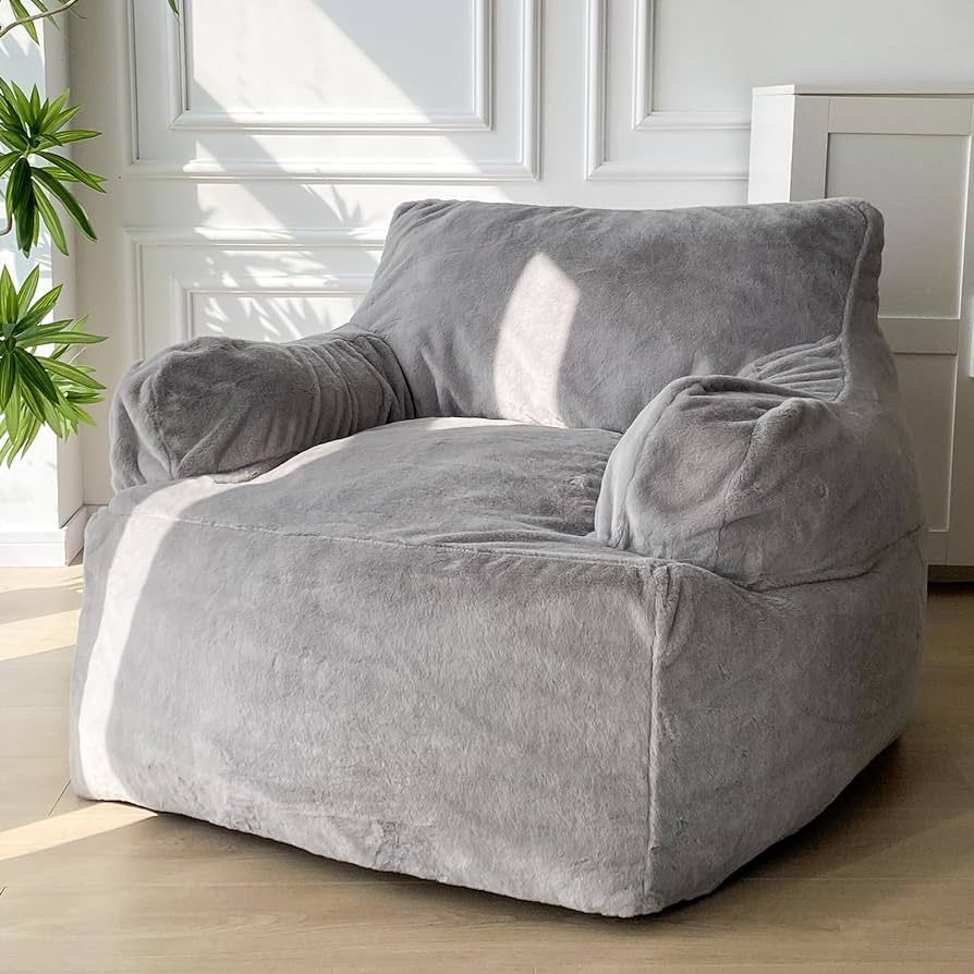 MAXYOYO Giant Bean Bag Chair, Faux Fur Stuffed Bean Bag Couch with Filler Large Living Room Bean ... | Amazon (US)