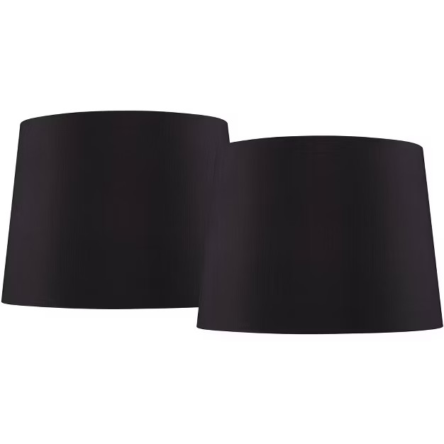 Set of 2 Black Faux Silk Medium Drum Lamp Shades 11" Top x 13" Bottom x 9.5" Slant x 9.5" High (S... | Target