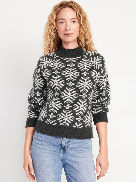 Holiday Print Mock-Neck Sweater | Old Navy (US)