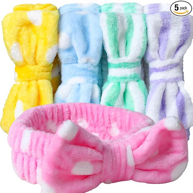 Teenitor 5pcs Makeup Headband with Removable Bow, Spa Headband for Washing Face for Teen Girls Wo... | Amazon (US)
