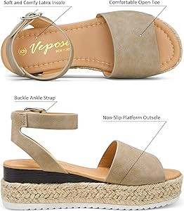 Vepose Women's 00A Espadrilles Sandals Classic Wedge Platform Sandal | Amazon (US)