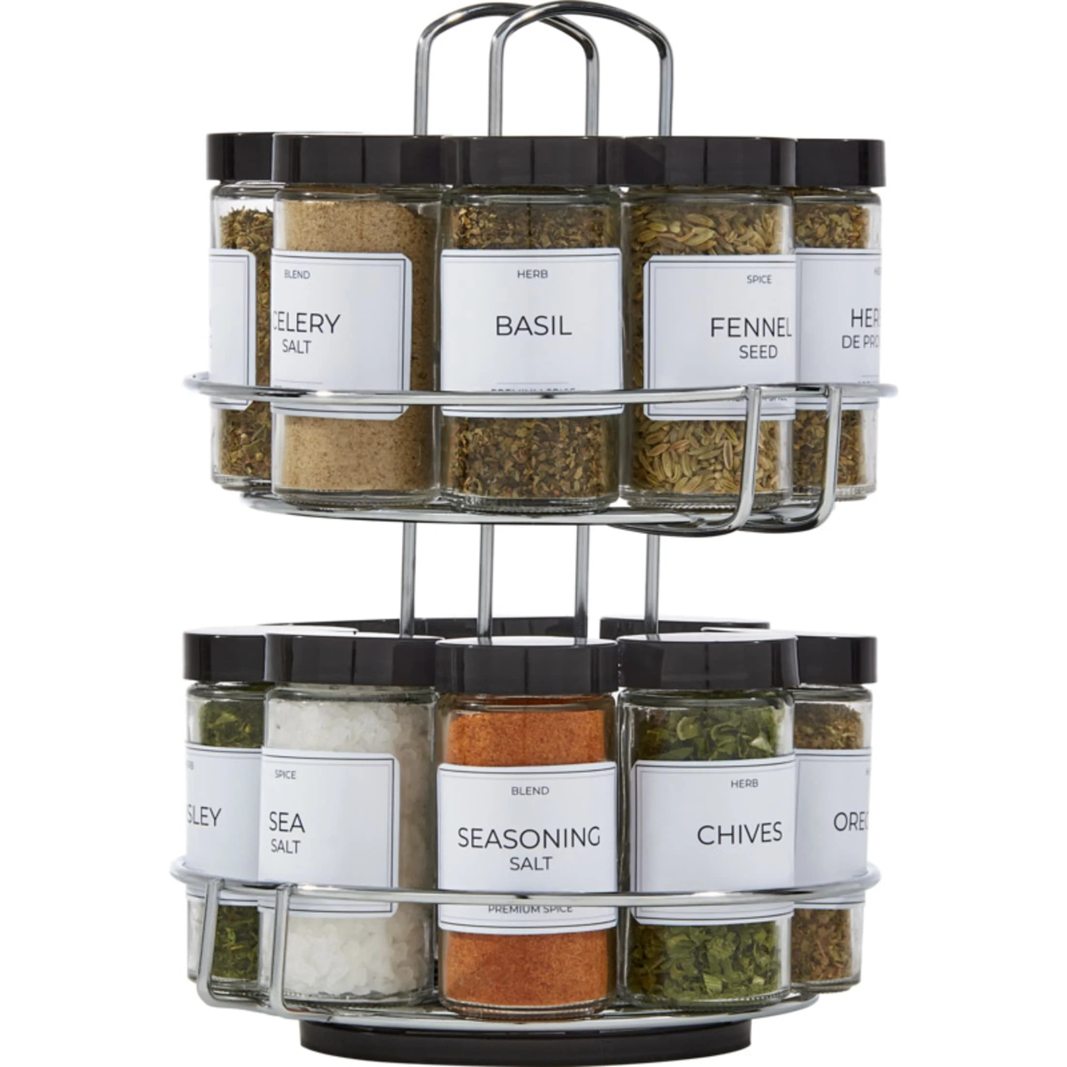 Kamenstein 16-Jar Chrome Wire Revolving Filled Spice Rack & Organizers, 11in | Walmart (US)