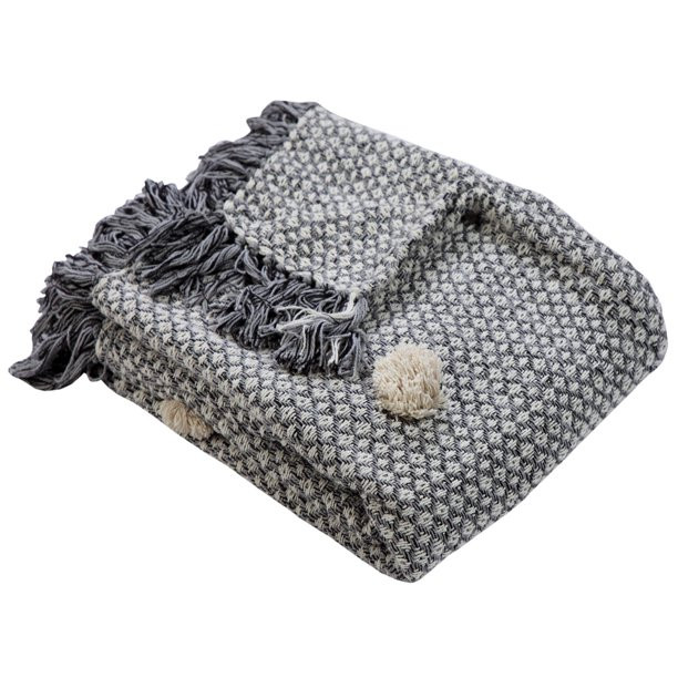 Lr Home Gray, Black Cotton Throw, 60" x 50" - Walmart.com | Walmart (US)