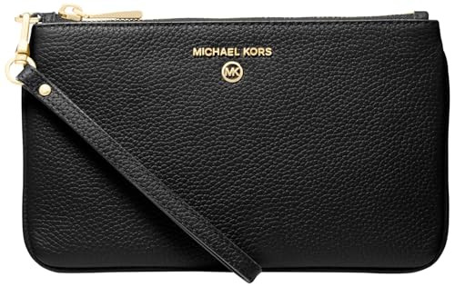Michael Kors Women's Jet Set Charm Medium Top-Zip Wristlet, Gold-Tone Hardware/Black | Amazon (US)