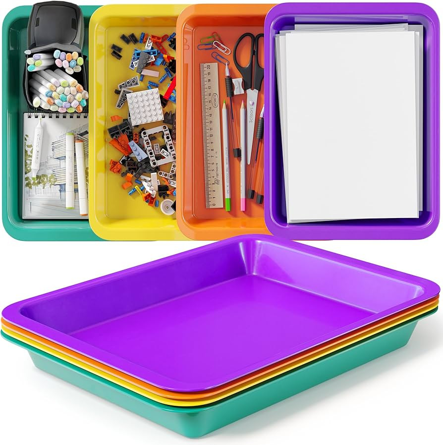Plastic Trays for Classroom, Office Organizing, Arts & Crafts - Letter & Papers Flat Storage Bins... | Amazon (US)