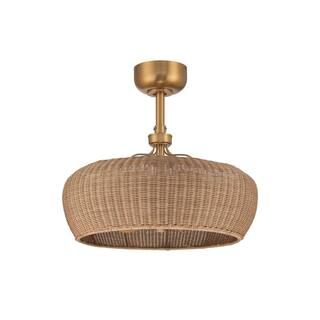 ARRANMORE LIGHTING & FANS Maribel 22 in. LED Indoor/Outdoor Aged Brass Rattan Shade Ceiling Fan... | The Home Depot