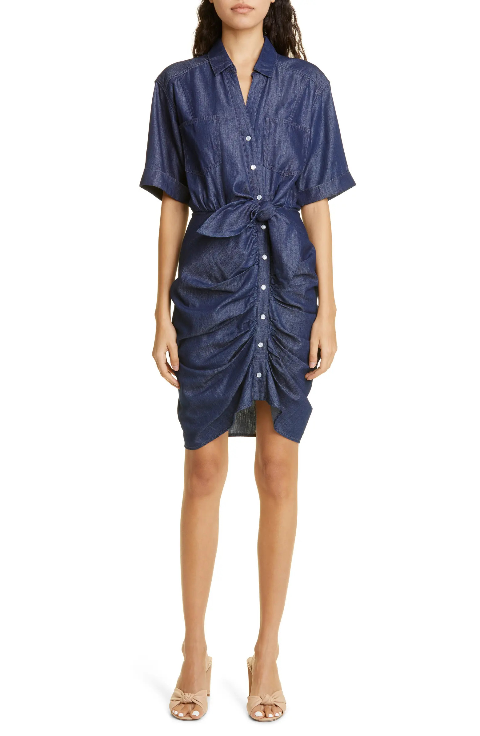 Veronica Beard Hensley Tie Waist Chambray Shirtdress | Nordstrom | Nordstrom