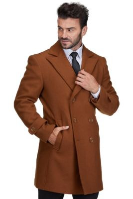 Brave man Men's Double Breasted Pea Coat Wool Blend Dress Pea coat - Macy's | Macy's
