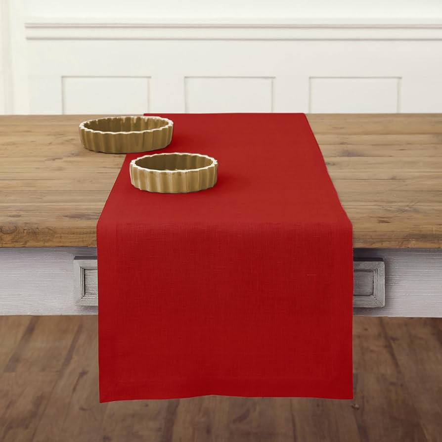 Solino Home Linen Red Table Runner 72 Inches Long - 100% Pure Linen 14 x 72 Inch Table Runner for... | Amazon (US)